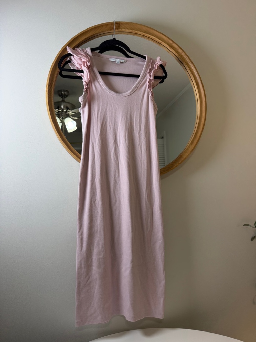 The Nines by HATCH Blush Pink Ruffle-Shoulder Maxi‎ Dress